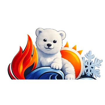 TIKO logo s polarnim medvjedom, plamenom i pahuljom